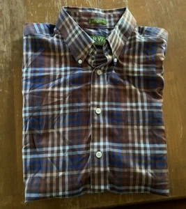 Orvis Button Up Shirt Mens Xl Brown Plaid Thin Cotton Outdoors Casual EUC - Picture 1 of 4