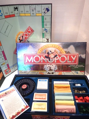Vintage Monopoly Deluxe Edition Board Game 1995 COMPLETE Gold Tokens - Image 1 of 4