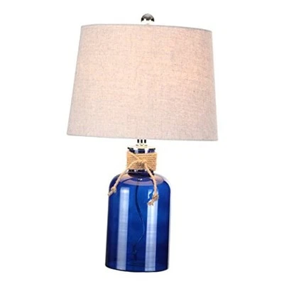  JYL1004A Azure 23.5" Glass Bottle LED Table Lamp Coastal Mediterranean  - Image 1 of 4