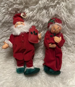 Vintage ANNALEE 9” Mr. & Mrs. Santa Claus Christmas Dolls - Picture 1 of 5