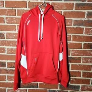 Asics Hoodie Red White Performance Pullover Drawstring Size S - Picture 1 of 3