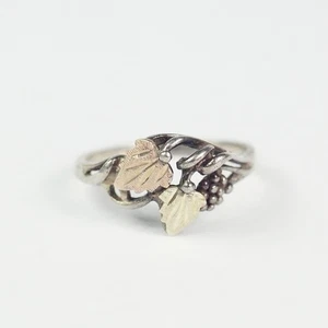 Goldgräber Sterlingsilber Black Hills Goldring Größe 6 Weinrebenblätter - Bild 1 von 10