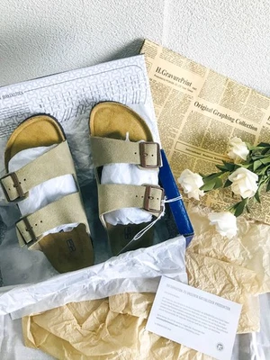 Sandalias unisex Birkenstock Arizona topo suave plantilla gamuza cuero zueco EU37-45 Foto 1 de 4