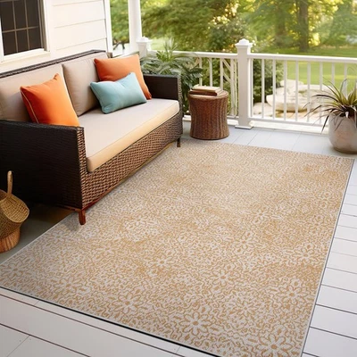 Rugshop Outdoor Rug Modern Flowers Weather Resistant Reversible Outdoorrugs 5x7 - Image 1 of 4