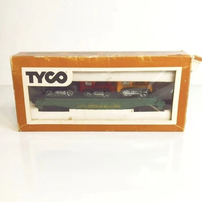 Tyco 351-A Skid Flat W/3 Tractors Western Maryland Model Train Car HO Scale - Image 1 of 4