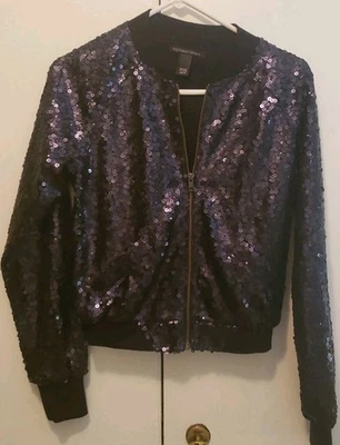 Chaqueta Victoria's Secret Negra Bling Lentejuelas Cremallera Completa Talla XS Nueva Sin Etiquetas  Foto 1 de 4