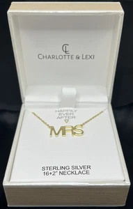 Charlotte & Lexi "MRS" Necklace Gold Sterling Silver  16" 18" Happily Ever After - Picture 1 of 2
