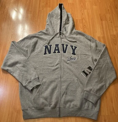 Men's Colosseum Gray Navy Midshipmen Arch & Logo 3.0 Full-Zip Hoodie XXL - Image 1 of 4