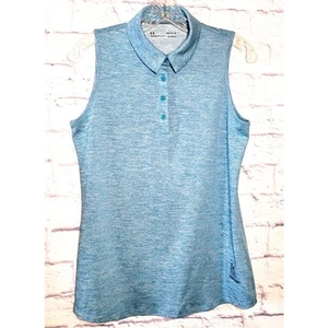 Under Armour Poloshirt ärmellos Heat Gear blau Gr. M Golf Tennis sportlich - Bild 1 von 9