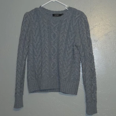 Lauren Ralph Lauren Sweater Womens Medium Gray Wool Cashmere Blend Slim Fit - Изображение 1 из 4