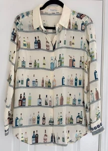 Camisa con botones de seda Equipment Essential estampado de botellas de coco talla M - Imagen 1 de 7