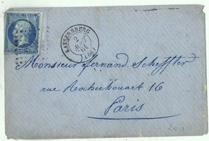 REF A100-19 N°:14 Ba -VARIETE ( tirage du bleu sur vert ) sur lettre Kaysersberg - Picture 1 of 1