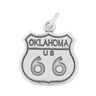 Letrero de carretera Oklahoma Ruta 66 colgante de plata de ley 925 HECHO EN EE. UU. Foto 1 de 4