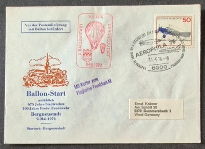alter Brief Ballonpost "Ballon-Start / 675 J. Stadtrechte Bergneustadt" mit... - Bild 1 von 4