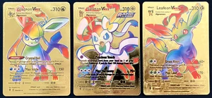 Eevee Evolution Glaceon Sylveon Leafeon Vmax Rainbow Gold Foil Display x 3 Cards - Picture 1 of 10