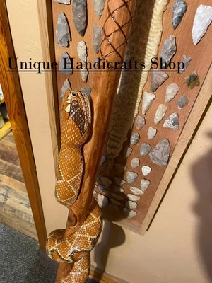 Bastón de madera tallado a mano diseño serpiente para hombres mujeres bastón regalo Q2 Foto 1 de 4