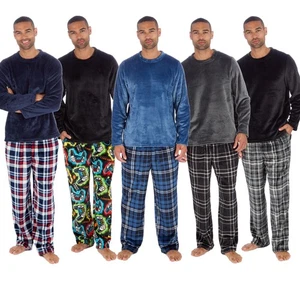 Mens Pyjamas Set Fleece Winter Pajama Warm PJs Loungewear Nightwear - Picture 1 of 81