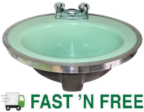 Vintage Crane "April" Round Jadeite Ming Green Drop-In Porcelain/Cast Iron Sink Cover