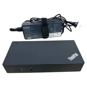 Lenovo Thinkpad USB-C Cable Dock US Docking Station 40A9 DK1633 w/ 90W Adapter - Picture 1 of 4