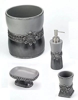 Avanti Linens Braided Medallion 4 Piece Granite Grey Resin Bath Accessory Set   - Image 1 of 4