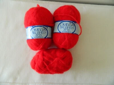 Yarn PANDA Yarns OMEGA BRUSHED 100% Acrylic 8ply Bright Red Fluffy Lot 3 Yarns - image 1 of 4