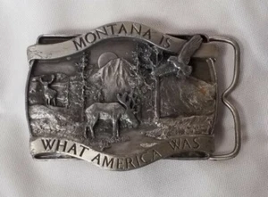 Vintage 1981 Bergamot Brass Works/Siskiyou Gürtelschnalle "Montana Is What America Was - Bild 1 von 12