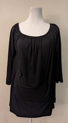 Nuevo Top Boohoo talla 18 básico fuera del hombro manga larga de gran tamaño negro 4435 Foto 1 de 4