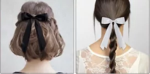 Paquete de 4 lazos para el cabello de niñas pinzas para el cabello cintas para el cabello de satén moño para el cabello C... - Imagen 1 de 17