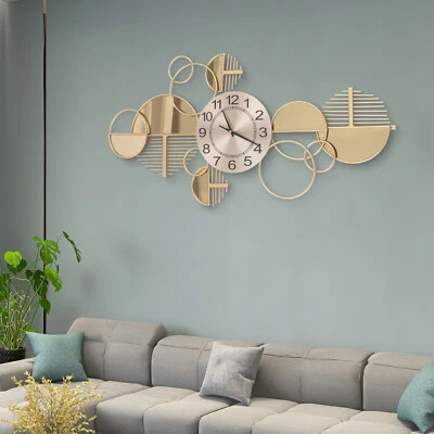 Large Luxury Gold Wall Clock Nordic Style Metal Clocks Home Living Room Decor - Image 1 of 4
