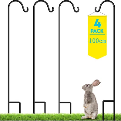 4 Stück Schäferhaken Hirtenhaken Metall Gartenstab 100cm mit Haken,Gartenstecker - Bild 1 von 4