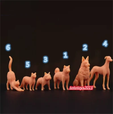 6pc 1/43 Cat Dog Bulldog Scene Prop Miniture Doll Figure Fit Cars Vehicles Toy - Image 1 of 3