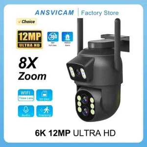 Telecamera di sicurezza esterna WiFi 4 MP 3 obiettivi doppi schermi CCTV PTZ videosorveglianza - Foto 1 di 23