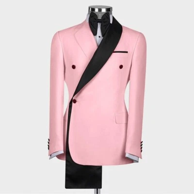Hombres Blazers Chaquetas Doble Pecho Chal Solapa Formal Baile de graduación Novio Esmoquin Personalizado Foto 1 de 4