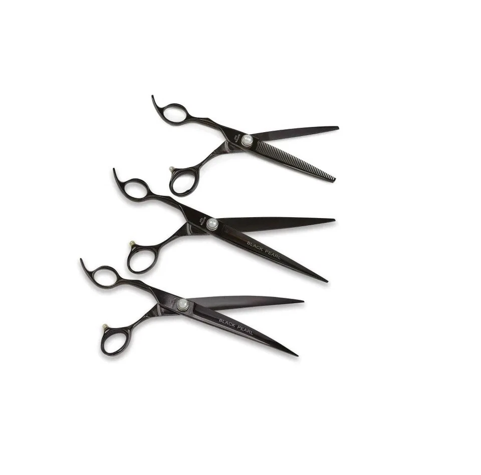 Left Hand Black Pearl Grooming Shears Titanium Coated Pro True Lefty Dog Cat - Image 1 of 4