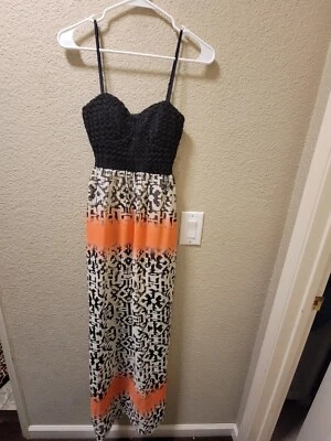 Trixxi Dress Womens Small A-Line Maxi Lined Straps Geometric Multicolor Foto 1 de 4