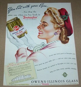 1942 anuncio impreso - frascos de comida Duraglas Owens-Illinois vidrio Toledo publicidad Ohio - Imagen 1 de 1
