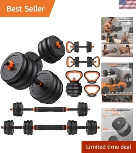 Home Gym Adjustable Dumbbell Set - Includes Barbell, Kettlebell & Push-Up Stand - Picture 1 of 10