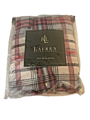 NOP Ralph Lauren Синий Красный Клетчатый Плащ Май Мадрас Рифленая Королевская Подушка Sham (B) - Изображение 1 из 2