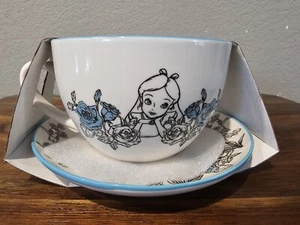 Disney Alice in Wonderland Blue Roses Floral Teacup & Saucer Set 16oz NWT! - Picture 1 of 8