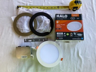 Downlight LED ultra delgado Halo HLB6099FS1EMWR-2TR, 6”, con 2 adornos, satinado y toscano Foto 1 de 4