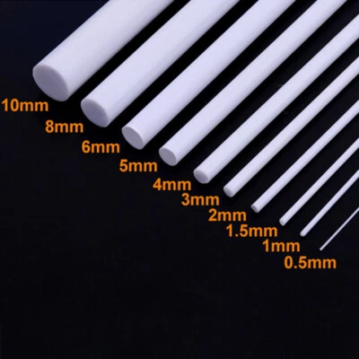 1mm - 15mm ABS Styrene Plastic Round Rod Bar Strip Modelling 250mm Length - Image 1 of 4