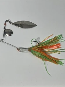 Strike King 4 Spinnerbait Double Flasher Vintage Fishing Lure Green Orange - Picture 1 of 5