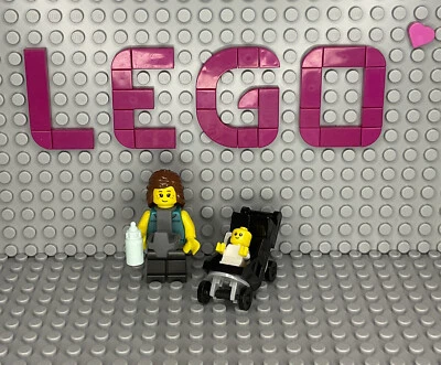Lego mamá madre y bebé, portabebés, cochecito cochecito minifiguras nuevo Foto 1 de 3