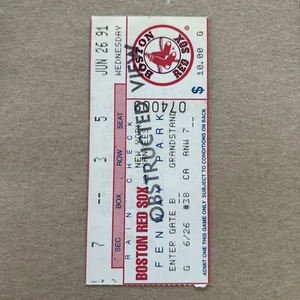 June 26 1991 Boston Red Sox vs New York Yankees Ticket Stub Row 3 Seat 5 - Picture 1 of 2