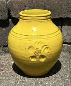 Aldo Londi Bitossi Monochrome Yellow Floral Sgraffito Vase Rosethahal Netter MCM - Bild 1 von 6