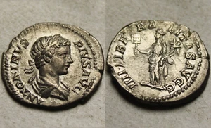 Rare genuine ancient Roman Silver coin AR denarius 207 AD Caracalla Liberty - Picture 1 of 4