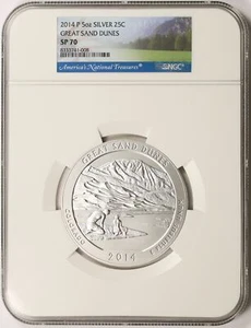 2014-P Great Sand Dunes ATB 5 OZ cuarto de plata 25c NGC SP70 - Imagen 1 de 4