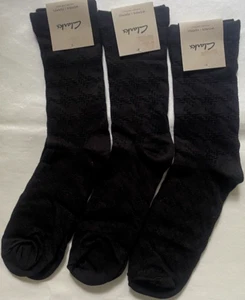 Clarks 3 Pairs Black Women Ladies Mid Calf Sock One Size 4-10 Shoe size MSRP $27 - Picture 1 of 8