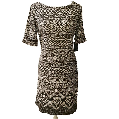 Vestido Karen Scott Talla S Negro Blanco Paisley Tejido Manga Corta Funda Nuevo Foto 1 de 4