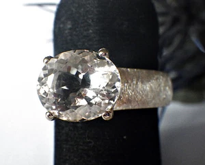 SCHMUCK-STCK  BERGKRISTALL Facetten Ring 19 59 vergoldet Silber mattiert Quarz - Picture 1 of 6